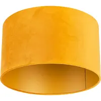QAZQA Abat-jour en velours jaune 35/35/20 avec intérieur doré