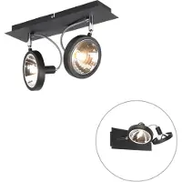 QAZQA Spot design noir 2 lumières orientable - Nox