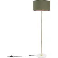 QAZQA Lampadaire en laiton avec abat-jour vert 50 cm - Kaso