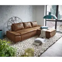 DELIFE Canapé Abilene 260x175 cm ottoman marron variable avec fonction lit