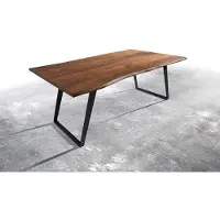 DELIFE Table-à-manger Edge 200x100 acacia marron métal incliné Live-Edge