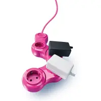 Quirky Pivot Power Pop, 0,61 m, intérieur, type C, rose, métal, plastique, 4 prises CA / prises CA