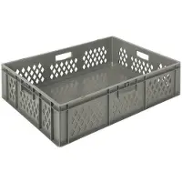 HorecaTraders Bacs empilables en plastique gris L 800 x l 600 | 2 tailles