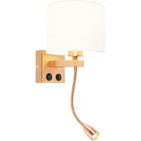 QAZQA Applique murale Art déco en cuivre avec abat-jour blanc - Brescia