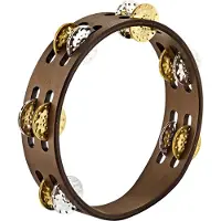 Meinl 2 Row Tambourine Hammered Jingles Walnut Brown
