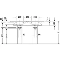 Duravit Doppelwaschtisch ME by Starck m ÜL m HLB 1300x490mm 1 Hahnloch weiss