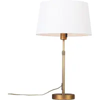 QAZQA Lampe de table bronze avec abat-jour blanc 35 cm réglable - Parte