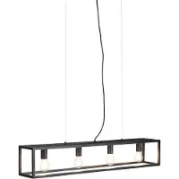 QAZQA Suspension industrielle noire à 4 lumières - Cage 4