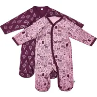 Pippi Baby Chemises de Nuit M/f Pippi - 2 Pack - Rose/Violet av. Imprimé - - 74 - Dors-bien