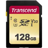 Transcend 500S - Carte mémoire flash - 128 Go - Video Class V30 / UHS-I U3 / Class10 - SDXC UHS-I