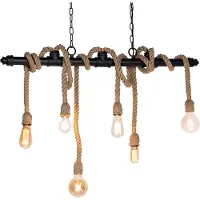 QAZQA Suspension industrielle noire 6 lumières - Plural