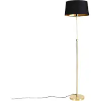 QAZQA Lampadaire or/laiton avec abat-jour noir 45 cm réglable - Parte