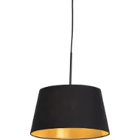QAZQA Suspension avec abat-jour en coton noir et or 32 cm - Combi
