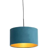 QAZQA Suspension avec abat-jour en velours bleu et or 35 cm - Combi