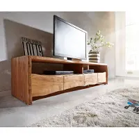DELIFE Meuble-TV Live-Edge 190 cm acacia nature 4 tiroirs 2 compartiments