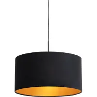 QAZQA Suspension avec abat-jour en velours noir avec or 50 cm - Combi