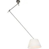 QAZQA Suspension en acier avec abat-jour plissé crème 35 cm - Blitz