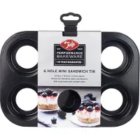 Tala Moule à 6 mini sandwichs sans fond, anti-adhésif, Moule à gâteau, Noir
