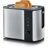 Severin AT 2589 Grille-pain automatique - 2 tranches, acier inoxydable/noir