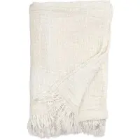 Nordal Couvre-lit en lin à franges - blanc