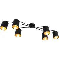 QAZQA Plafonnier moderne noir 6 lumières - Lofty