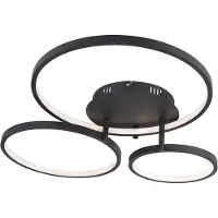 QAZQA Plafonnier moderne noir avec LED et variateur - Rondas
