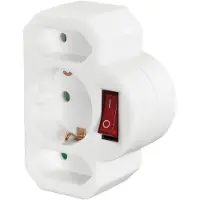 Hama Adaptateur multiprises - - 94700004 - 2 prises européennes - 1 prise de terre - Interrupteur lumineux