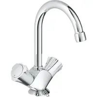 GROHE Costa Mitigeur monocommandé pour lavabos, saillie 137mm, orientable, deux poignées, chaînette escamotable, 21337001