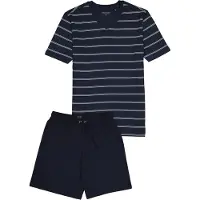 Schiesser Pyjama court bleu marine / blanc