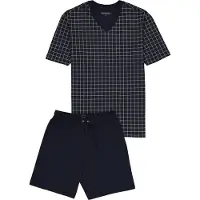 Schiesser Pyjama court bleu foncé / gris