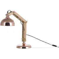Beliani lampe de bureau cuivre métal et bois 53 cm bras et abat-jour réglables câble avec interrupteur look industriel