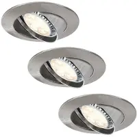 Paulmann Ensemble de spots encastrables Premium, pivotants et dimmables. LED 3 x 8W, 230V, culot GU10, diamètre 51mm, finition fer brossé/métal