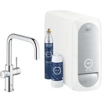 GROHE Blue Home Mitigeur monocommandé pour évier Starter Kit, portée 223mm, bec en U, avec fonction filtre et refroidissement, 31456001
