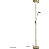 QAZQA Lampadaire en or avec lampe de lecture avec LED et variateur - Diva 2