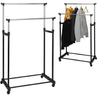 Huismerk Solutions de rangement Huismerk Portemanteau double mobile à roulettes - 86x42x170cm