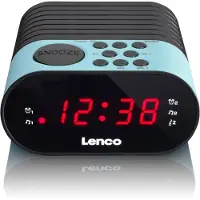 Lenco CR-07 Blue - Radio-réveil FM avec minuteur de mise en veille et double alarme - Bleu