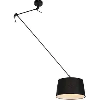 QAZQA Suspension noire avec abat-jour en lin noir 35 cm - Blitz