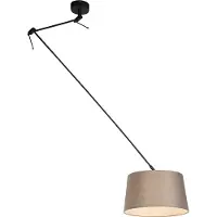 QAZQA Suspension noire avec abat-jour en lin taupe 35 cm - Blitz