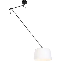 QAZQA Suspension noire avec abat-jour en lin blanc 35 cm - Blitz