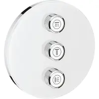 GROHE Grohtherm SmartControl Vanne 3 voies encastrée, rosace murale ronde, blanc lune, 29152LS0