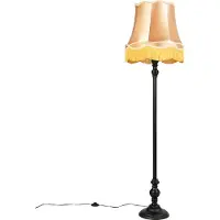 QAZQA Lampadaire noir avec abat-jour granny doré - Classico
