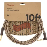 Fender 3m Angled Festival Instrument Cable Pure Hemp Brown Stripe