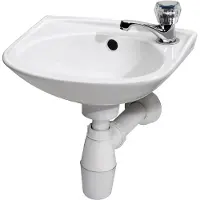 Differnz Gaia Wastafelset - Wasbak Keramiek - Wit - Gebogen Kraan - Chroom - Standaard Greep - 32 x 28 x 15 c (280 mm, 320 mm)