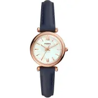 Fossil Montre à affichage analogique bleu cobalt / or rose / blanc