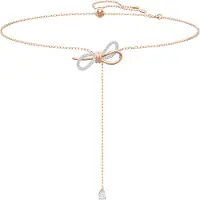 Swarovski Lifelong Bow Pendant Collier avec pendentif en forme de nud en cristal blanc pour femme avec tons or rose mlangs et placage rhodium