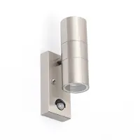 QAZQA Applique murale extérieure en acier 2 lumières IP44 avec détecteur de mouvement - Duo