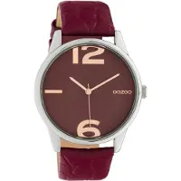 Oozoo Montre rouge vin Cuir Timepieces Femme Montre à quartz analogique UOC10378