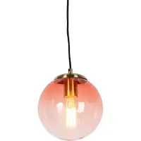 QAZQA Suspension Art Déco en laiton avec verre rose 20 cm - Pallon