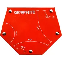 Graphite Équerre magnétique de soudage 111 x 136 x 24 mm, capacité de charge 34,0 kg