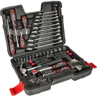 Top Tools Jeu d'outils en coffret 1/4", 3/8", coffret à outils DIY, poignées caoutchoutées antidérapantes, jeu de 73 pièces